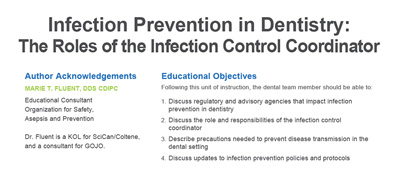 Infection Prevention in Dentistry: The Roles of the Infection Control Coordinator