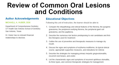 Review of Common Oral Lesions and Conditions