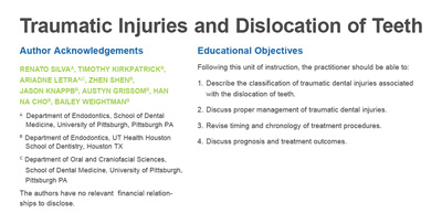 Traumatic Injuries and Dislocation of Teeth (2nd Edition)